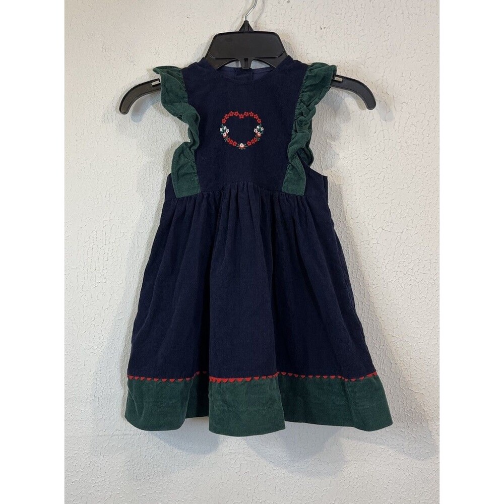 Cadet Rousselle  Baby Girl Corduroy Dress Green Holiday Christmas 18/24 M